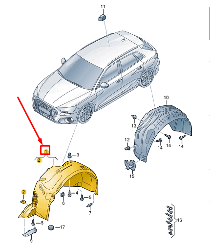 new audi a3 sportback 8y front left arch liner 8y0821171l original
