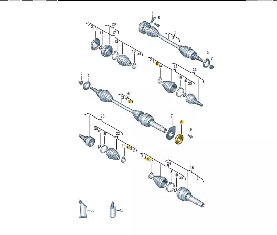 NEW VW TRANSPORTER V T5 FRONT DRIVE SHAFT RIGHT INNER CAP 7H0407284 ORIGINAL