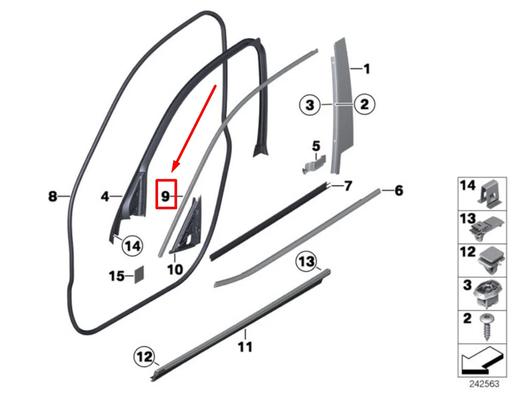 NEW BMW X3 F25 FRONT LEFT DOOR TOP STRIP 51317220513 7220513 ORIGINAL