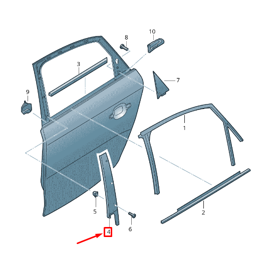 NEW AUDI A4 AVANT B8 REAR RIGHT DOOR APPLIQUE TRIM 8K0839902P9B9 ORIGINAL