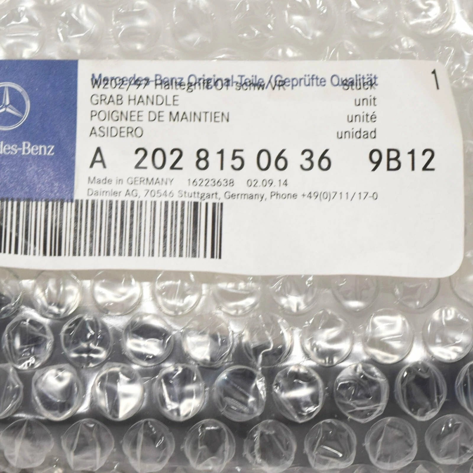 NEW MERCEDES-BENZ C W202 FRONT RIGHT DOOR UPPER PART GRAB HANDLE A20281506369B12