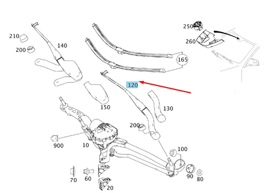NEW MERCEDES-BENZ C W204 FRONT RIGHT WIPER ARM RHD A2048202044 ORIGINAL