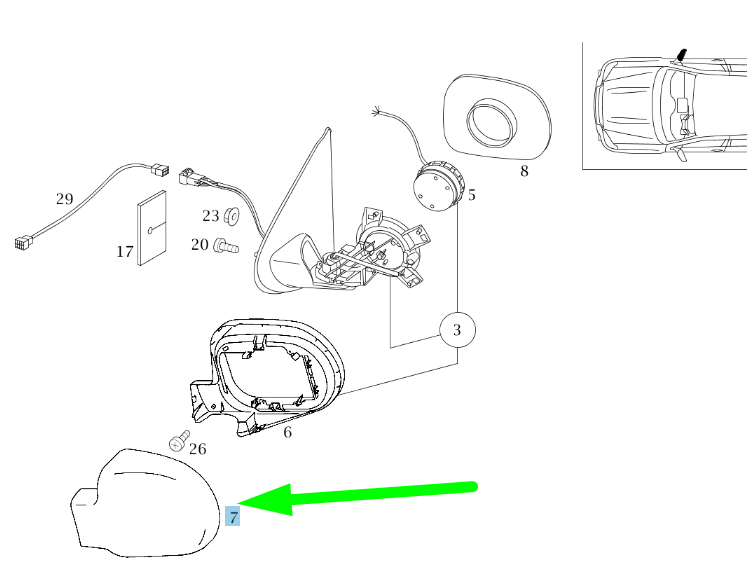 NEW MB ML W163 FRONT RIGHT DOOR MIRROR HOUSING COVER A16381102609744 ORIGINAL