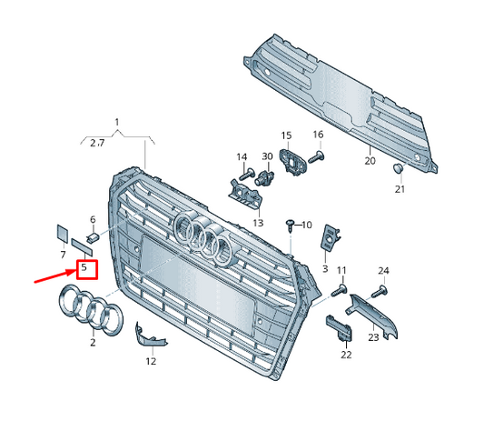new audi a4 8w2, b9 front radiator grille emblem 8w0853736b2zz original