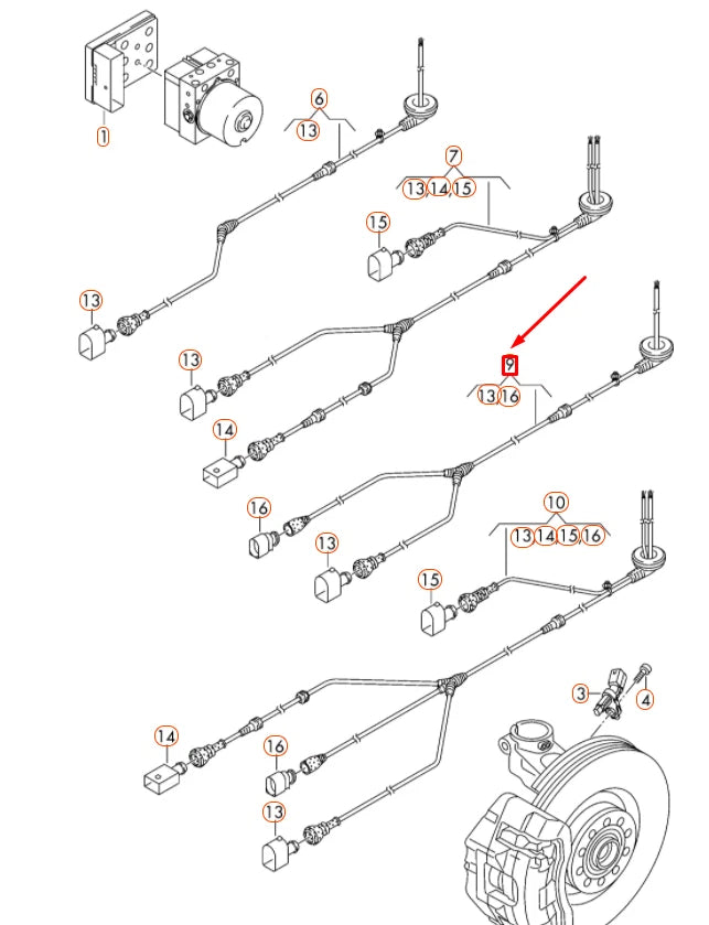 NEW VW CC FRONT LEFT ABS WHEEL SPEED SENSOR WIRING SET 3C0927903L