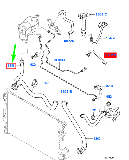 new ford galaxy mk2 radiator upper hose 6g91-8286-df 1468925 original