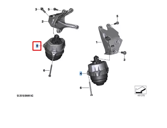 NEW BMW M4 COUPE G82 LEFT SIDE ENGINE MOUNT 8097149 22118097149 ORIGINAL