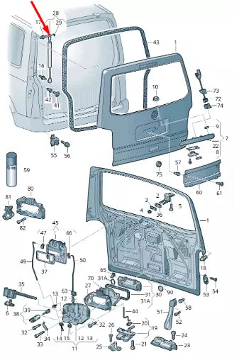 NEW VOLKSWAGEN TRANSPORTER T5 TAILGATE GAS STRUT 7H0827550
