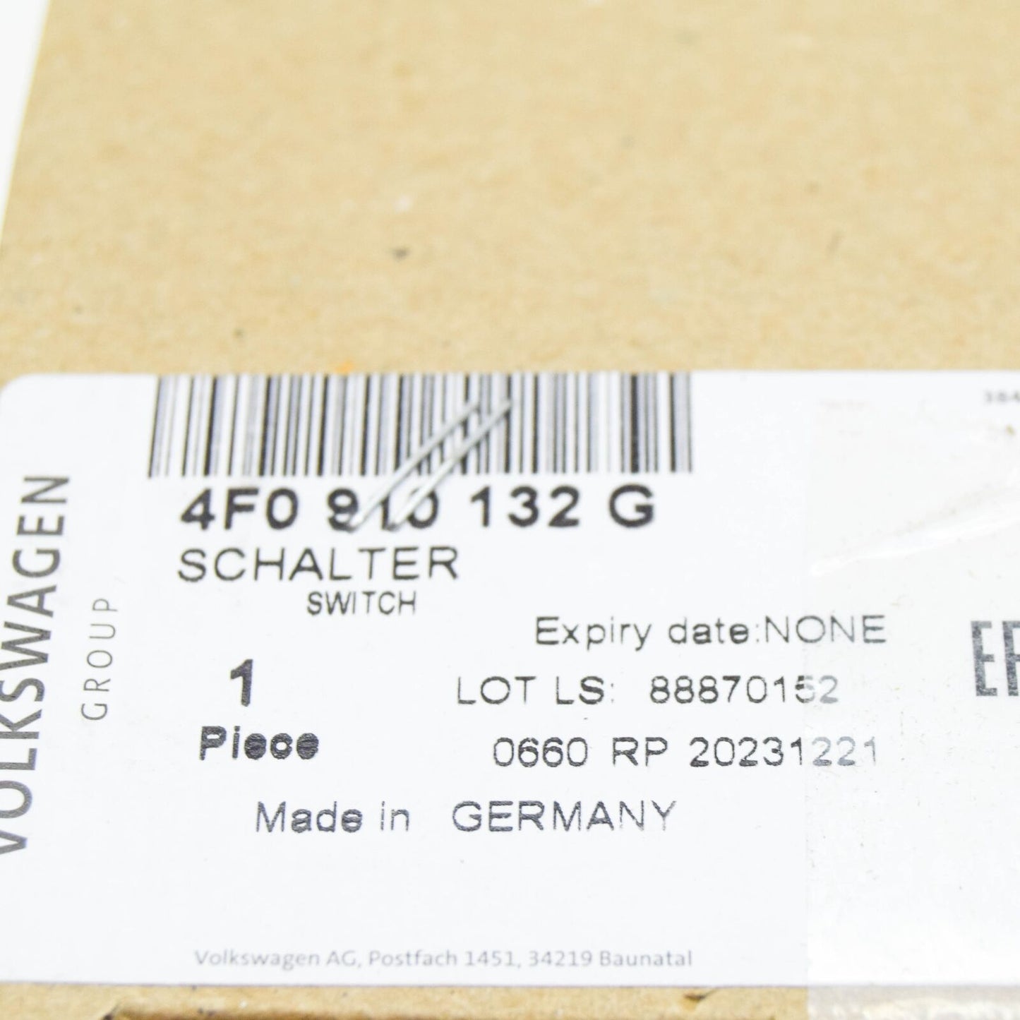 NEW AUDI A6 AVANT C6 IGNITION LOCK 4F0910132G ORIGINAL