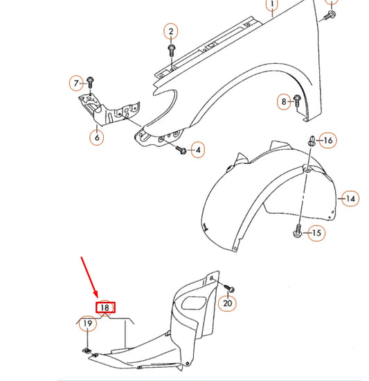 NEW VOLKSWAGEN CC FRONT RIGHT WHEEL HOUSING LINER FRONT PART 3C8805912B ORIGINAL
