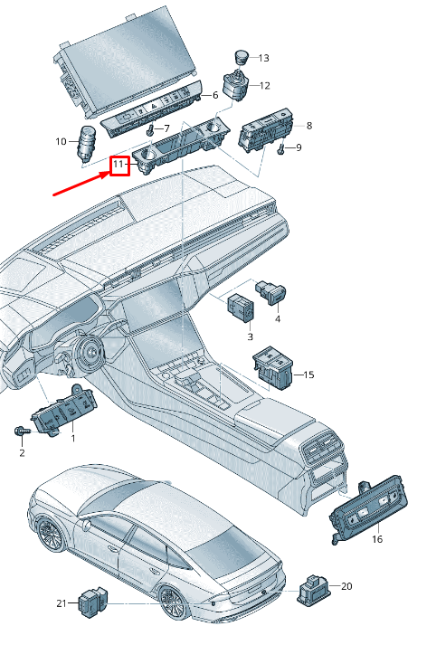 NEW AUDI A6 4A C8 CENTRE CONSOLE COVER RHD 4K2863263 ORIGINAL