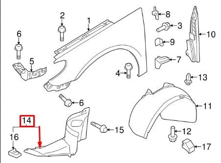NEW VW PASSAT CC FRONT WHEEL ARCH INNER COVER FRONT PART LEFT 3C8805911B9B9