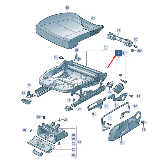 new skoda superb mk3 front tilting seat frame 3v0881111 original
