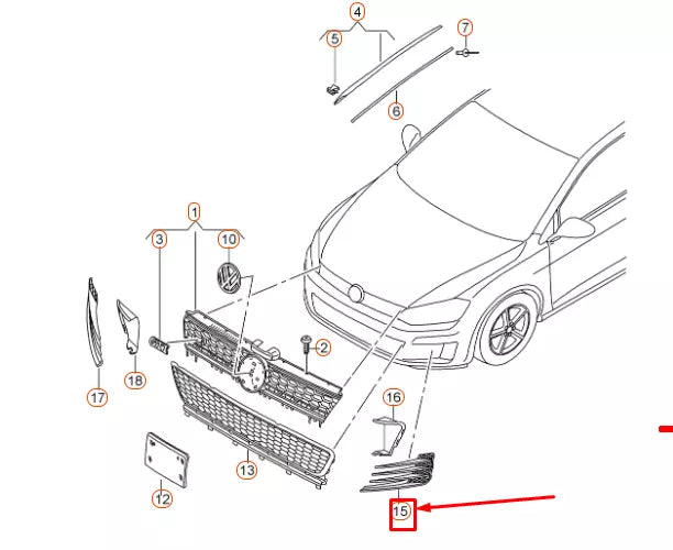 NEW VOLKSWAGEN GOLF MK7 FRONT LEFT VENT GRILLE 5G0853665F9B9