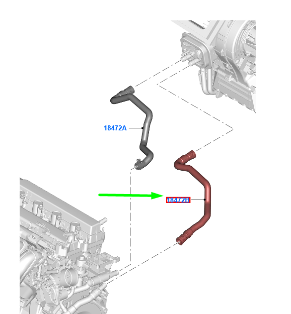 new ford kuga mk2 c520 heater water hose dv61-18k580-ra 1808600 original