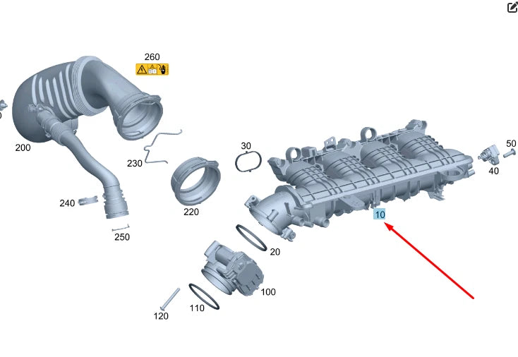 NEW MERCEDES-BENZ C W205 CHARGE AIR DISTRIBUTOR A2640901800 ORIGINAL