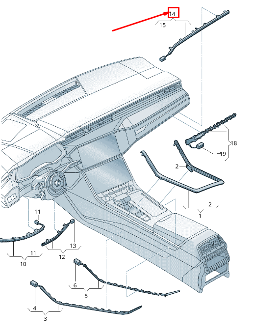 NEW AUDI Q7 4M LEFT INSTRUMENT PANEL LIGHT BAR RHD 4M8947198A ORIGINAL
