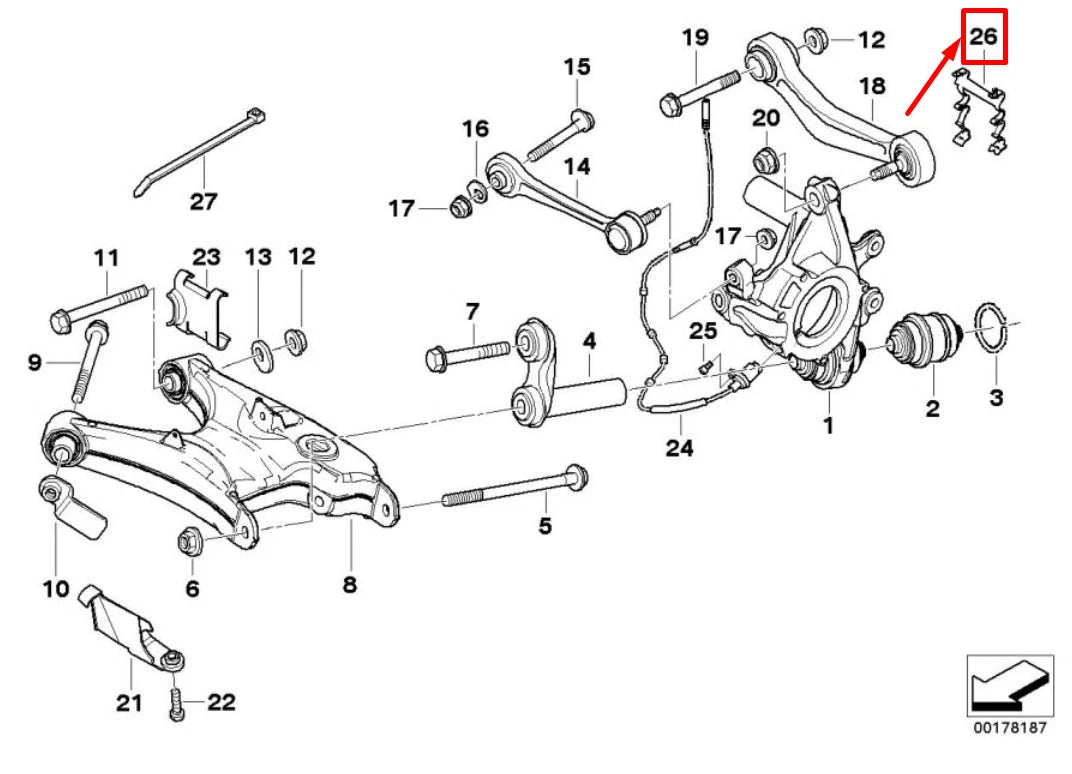 NEW BMW 5 E60 REAR RIGHT PULSE GENERATOR BRACKET 1182958 33181182958 ORIGINAL