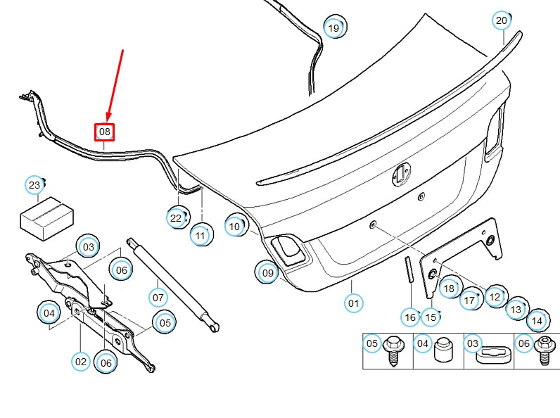 NEW BMW 3 E90 TRUNK LID GASKET SEAL 51767182079 7182079 ORIGINAL