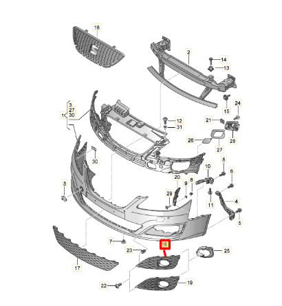 new seat exeo st 3r5 front bumper right grill 3r0853666a9b9 original