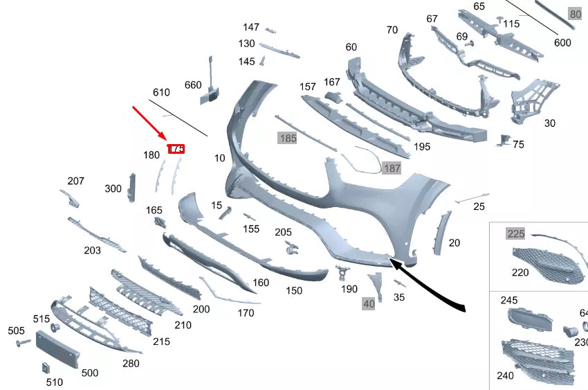NEW MERCEDES-BENZ GLE W167 FRONT LEFT BUMPER TRIM MOLDING A1678854705 ORIGINAL