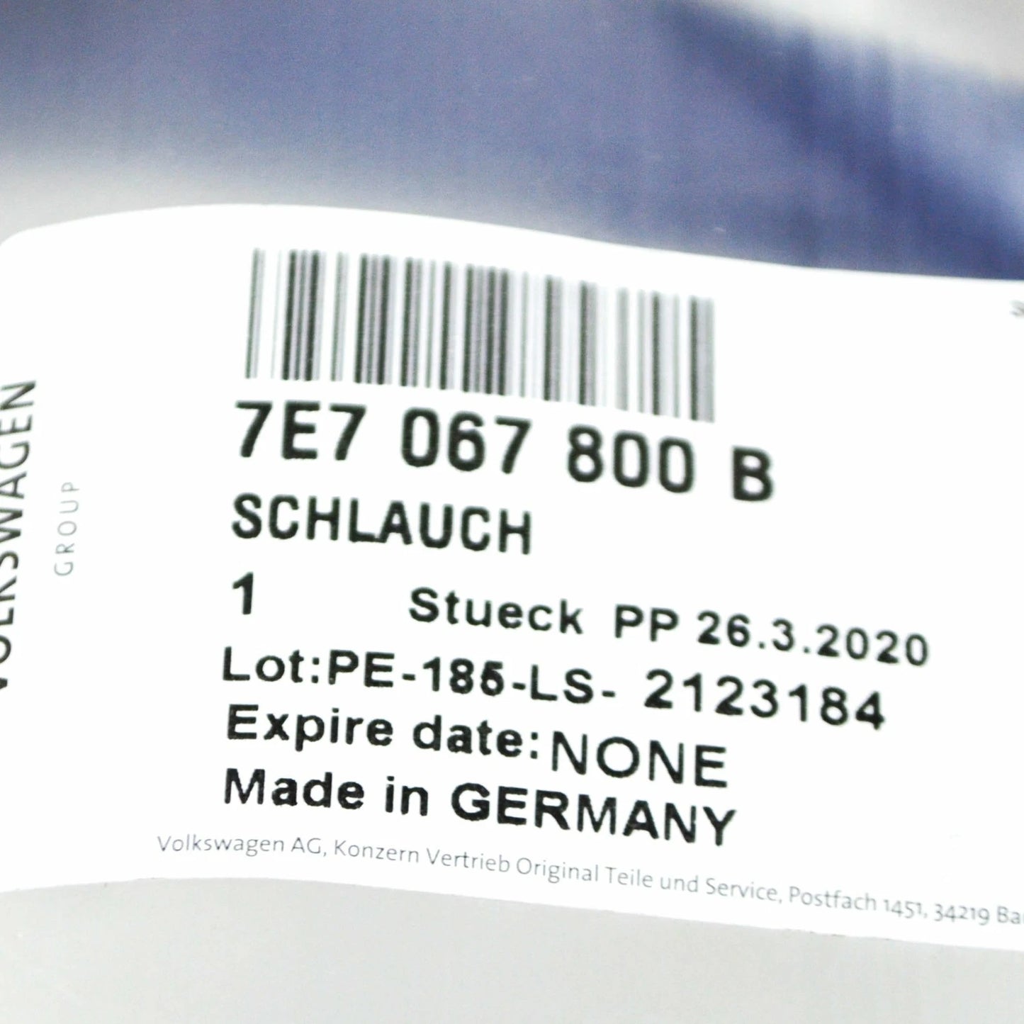 NEW VW TRANSPORTER T6 CAMPERVANS FRESH WATER TANK HOSE 7E7067800B ORIGINAL