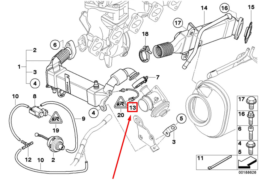 NEW BMW X5 E70 EXHAUST GAS TEMPERATURE SENSOR 13628506995 8506995 ORIGINAL