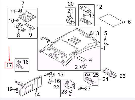 NEW VW TIGUAN 5N LEFT SUN VISOR BRACKET 1K0858773F ORIGINAL