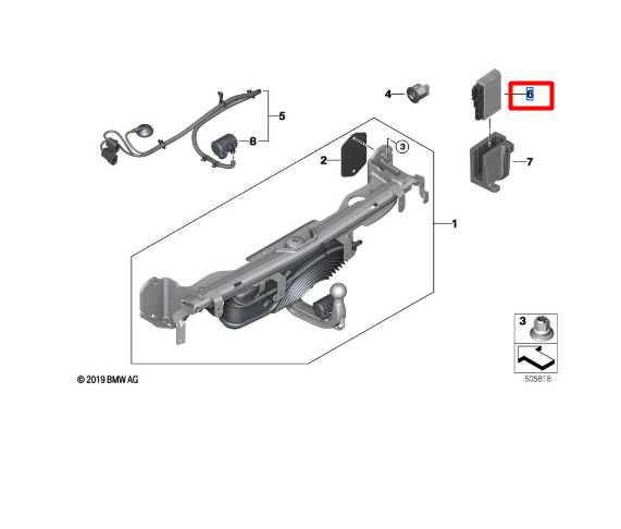 new bmw 3 g20 tow hook control unit 63115a056c9 original