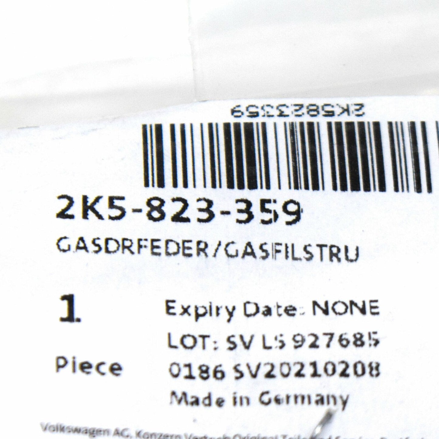 NEW VW CADDY MAXI 2K FRONT BONNET HOOD GAS SPRING STRUT 2K5823359 2016 ORIGINAL