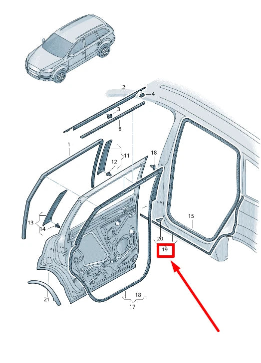 NEW AUDI Q7 4L REAR RIGHT DOOR SEALING RUBBER ON BODY 4L0839120D