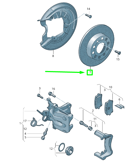 new volkswagen polo aw mk6 rear brake disc 2q0615601g original