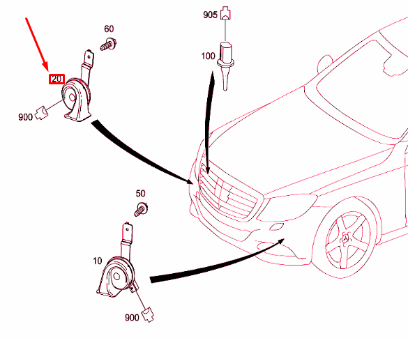 NEW MERCEDES-BENZ S W222 RIGHT SIDE HORN A2225421720 ORIGINAL