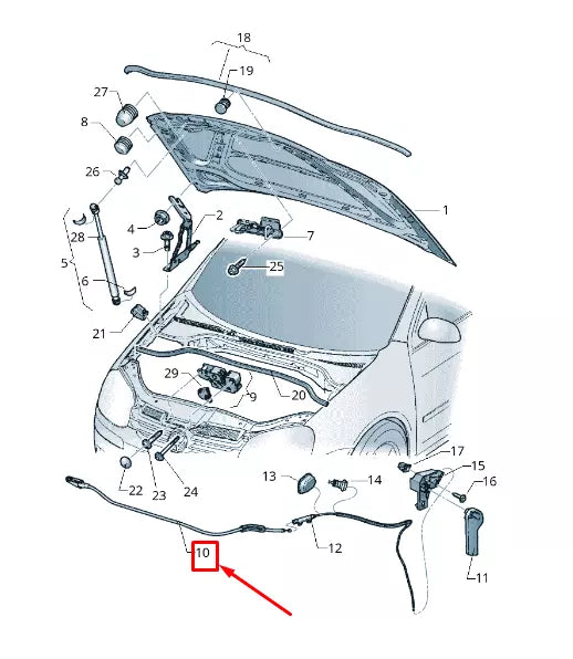 NEW VW GOLF V 1K MK5 FRONT BONNET RELEASE CABLE RHD 1K2823531G ORIGINAL