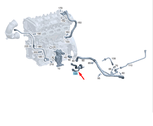 NEW MERCEDES-BENZ C W205 ENGINE BREATHING VENT PIPE LINE A2740187201 ORIGINAL