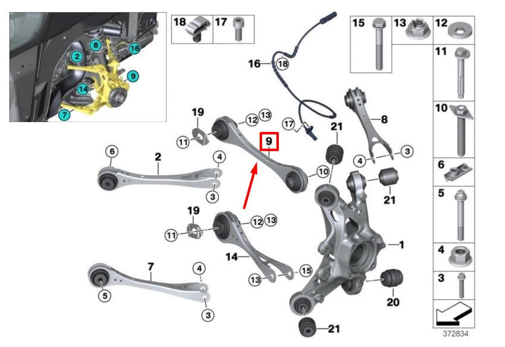 NEW BMW I8 I12 REAR LEFT SUSPENSION CONTROL ARM 6862215 33326862215 ORIGINAL