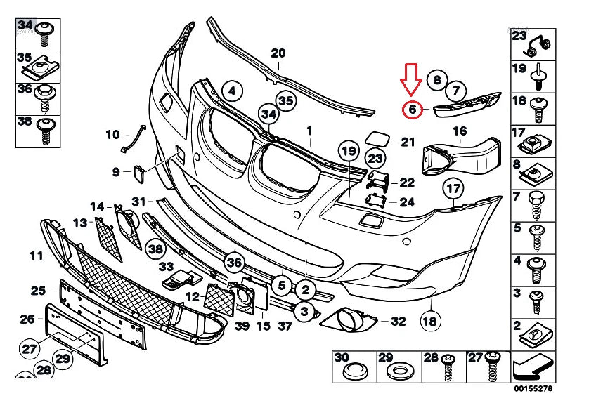 NEW BMW 5 E60 FRONT BUMPER RIGHT BRACKET 51117033706 ORIGINAL