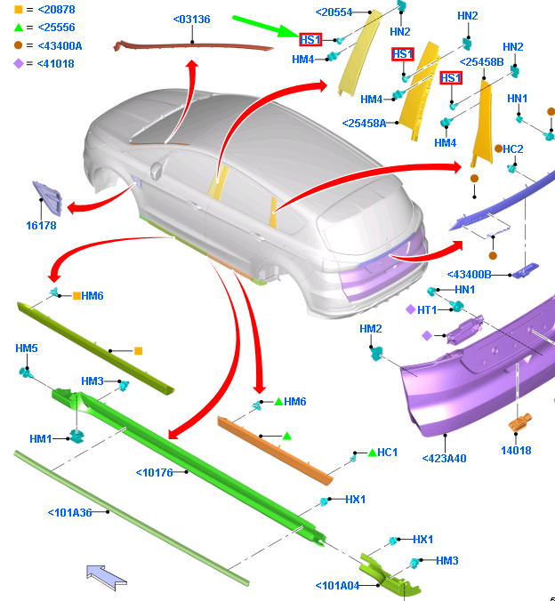 new ford galaxy mk3 pillar moulding screw w716594-s450b 5212883 original