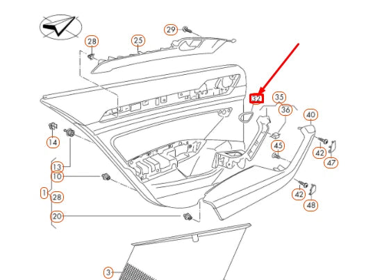 NEW VW PASSAT B8 REAR RIGHT DOOR PULL HANDLE TRIM RING 3G0867068A3Q7 ORIGINAL