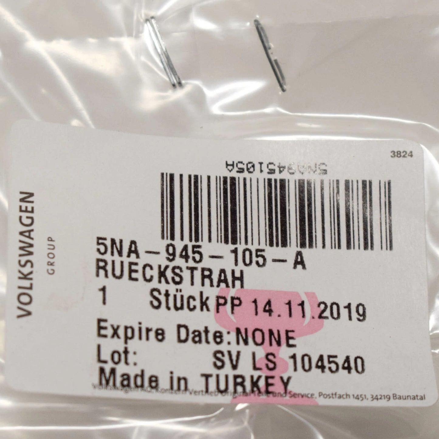 NEW VOLKSWAGEN TIGUAN 5N REAR BUMPER LEFT REFLECTOR 5NA945105A 2016