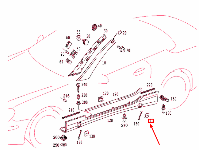NEW MERCEDES-BENZ SL R230 REAR RIGHT JACK TUBE COVER A23069840309999 ORIGINAL