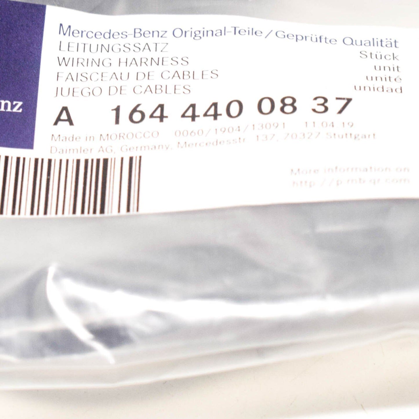 NEW MERCEDES-BENZ M-CLASS W164 FRONT BUMPER WIRING HARNESS A1644400837 ORIGINAL