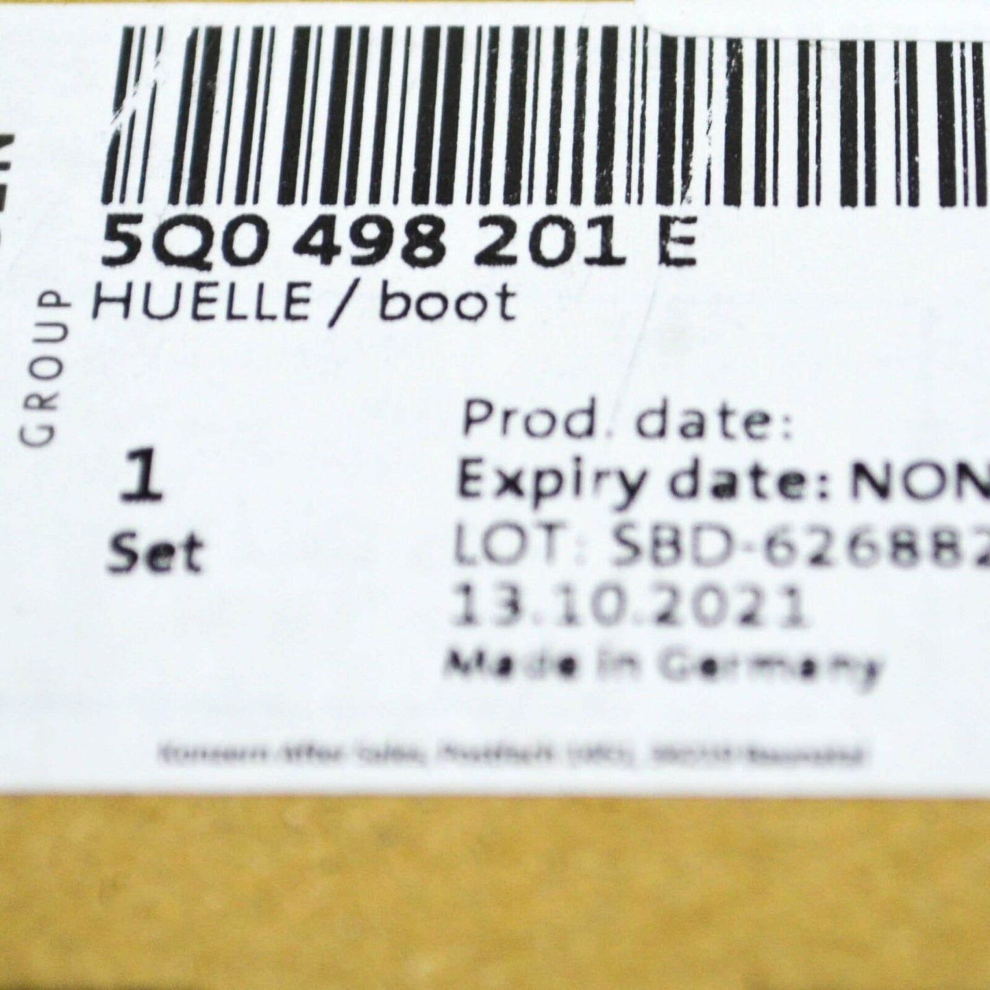 NEW VOLKSWAGEN ARTEON 3H7 FRONT LEFT CV JOINT BOOT KIT 5Q0498201E ORIGINAL