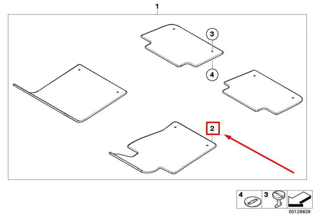 NEW BMW 3 CABRIO E46 FRONT RIGHT FLOOR MAT LHD 7007843 51477007843 ORIGINAL
