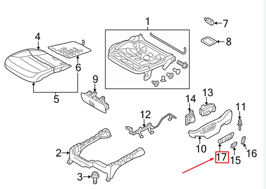 NEW VW TOUAREG 7P FRONT RIGHT SEAT SWITCH BEZEL 7P6882516C9B9 ORIGINAL