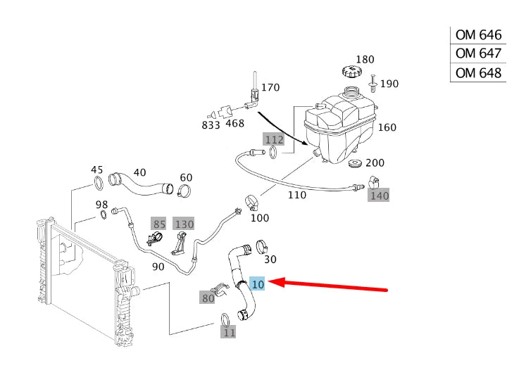 NEW MERCEDES-BENZ E W211 TOP RADIATOR COOLANT HOSE A2115012682 ORIGINAL