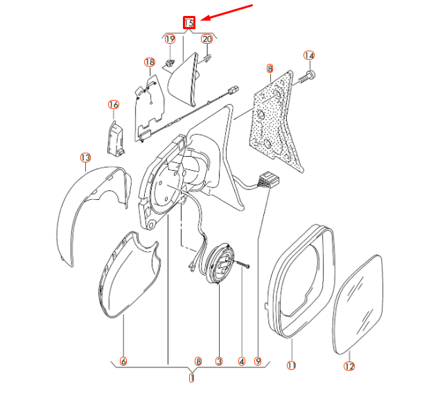 new vw transporter front left door mirror triangle cover 7h0857537a9b9 original