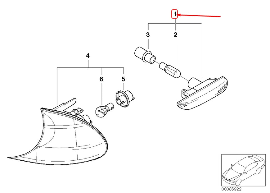 NEW BMW 3 E46 FRONT LEFT WHITE TURN INDICATOR LAMP 63132228591 ORIGINAL