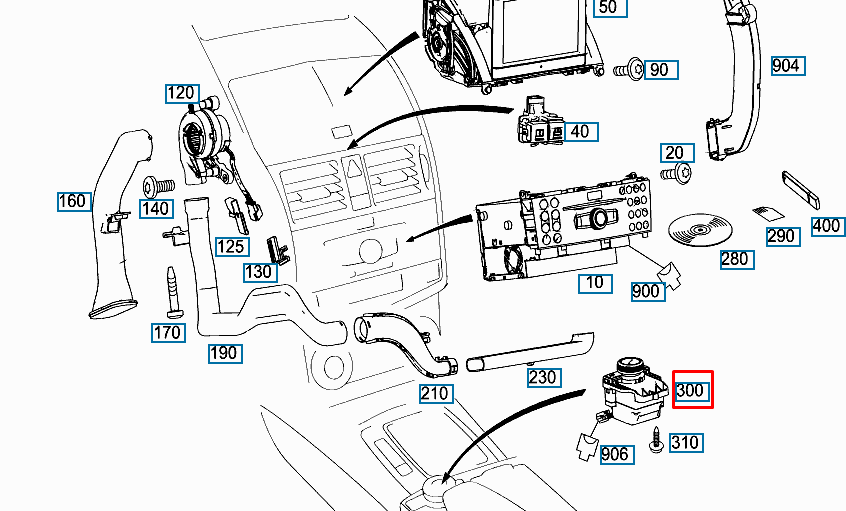 NEW MB C W204 CENTER CONSOLE STERIO CONTROL SWITCH A2048700579 ORIGINAL
