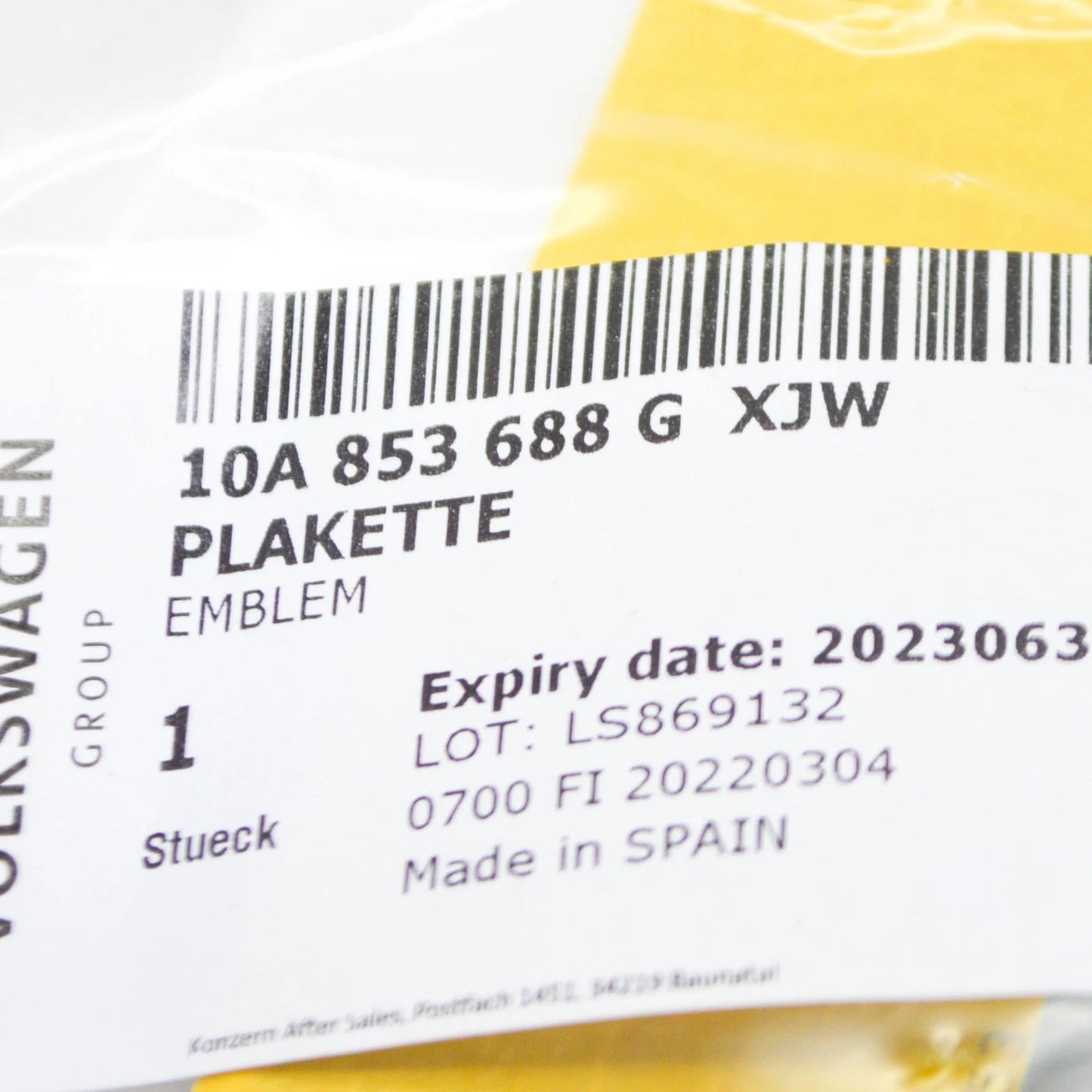 NEW VOLKSWAGEN ID.3 E11 FRONT RIGHT WING PRO LOGO BADGE 10A853688GXJW